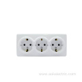 Triple Schuko Outlet 16 amper wall electrical socket